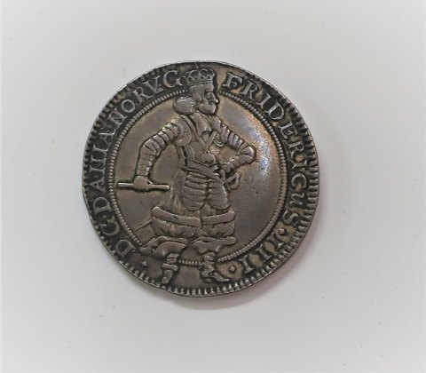 Danmark. Frederik lll. Sølvmønt. 1 krone 1665, tyk (18,9 gram). Flot mønt