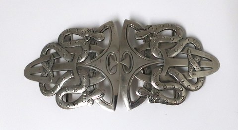 A. Dragsted. Silver belt buckle (826). Viking style. Length 12 cm. Width 5.5 cm