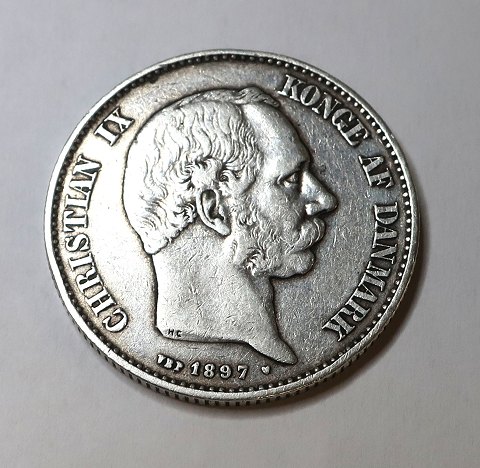 Danmark. Christian IX. Sølv 2 kr. 1897.