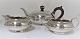 English silver Tea service consisting of teapot, sugar bowl and cream jug. 
Sterling (925). Produced London 1934 1936.