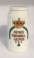 Royal Copenhagen. Apoteker krukke. Semen Sabadill. Gr. Pulv. Højde 16,5 cm. 
Produceret før 1923. (1 sortering)